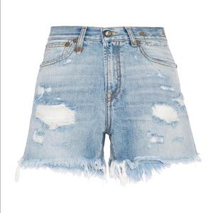R13 denim distressed shorts